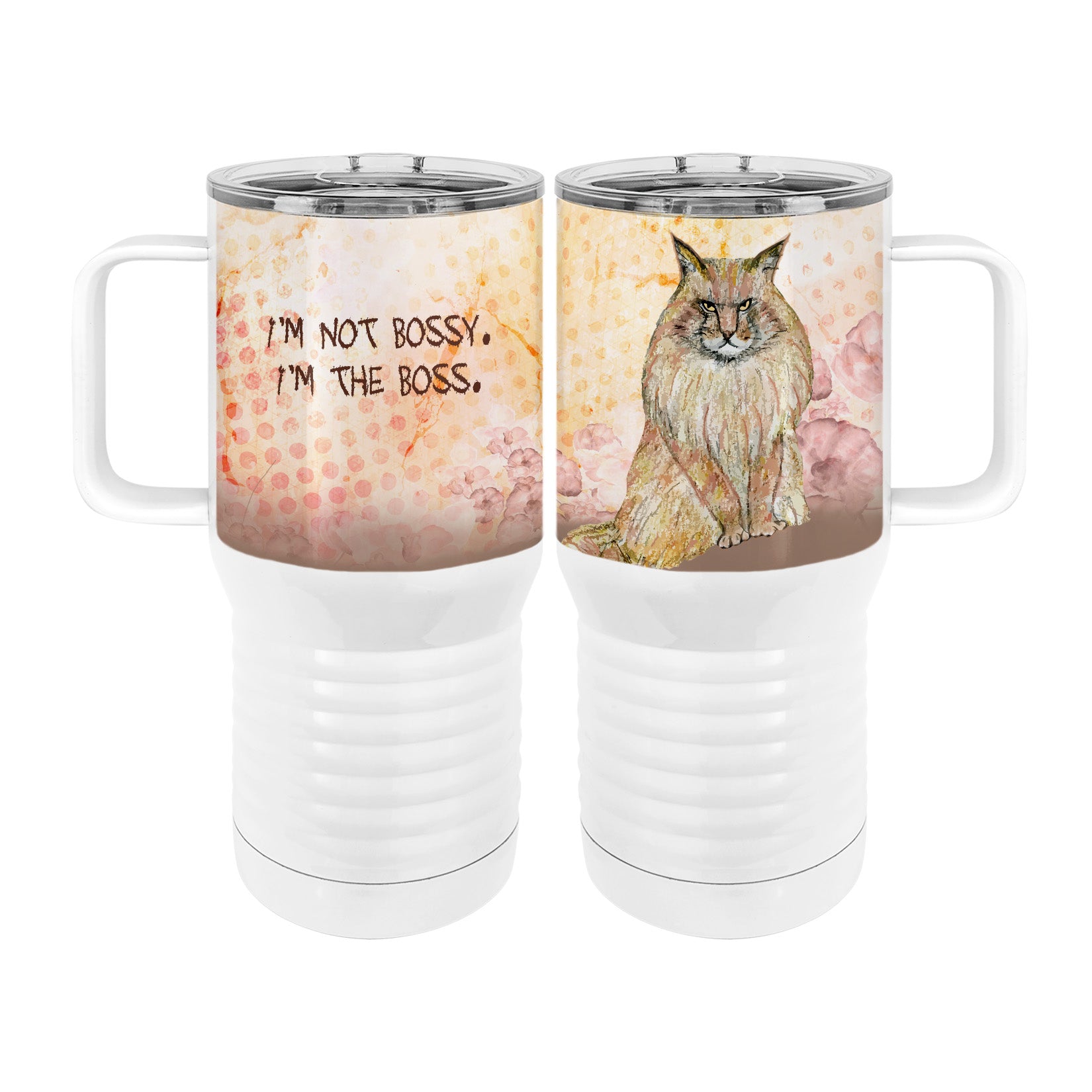 Maine Coon Bossy Cat 20oz Tall Insulated Stainless Steel Tumbler with Slider Lid