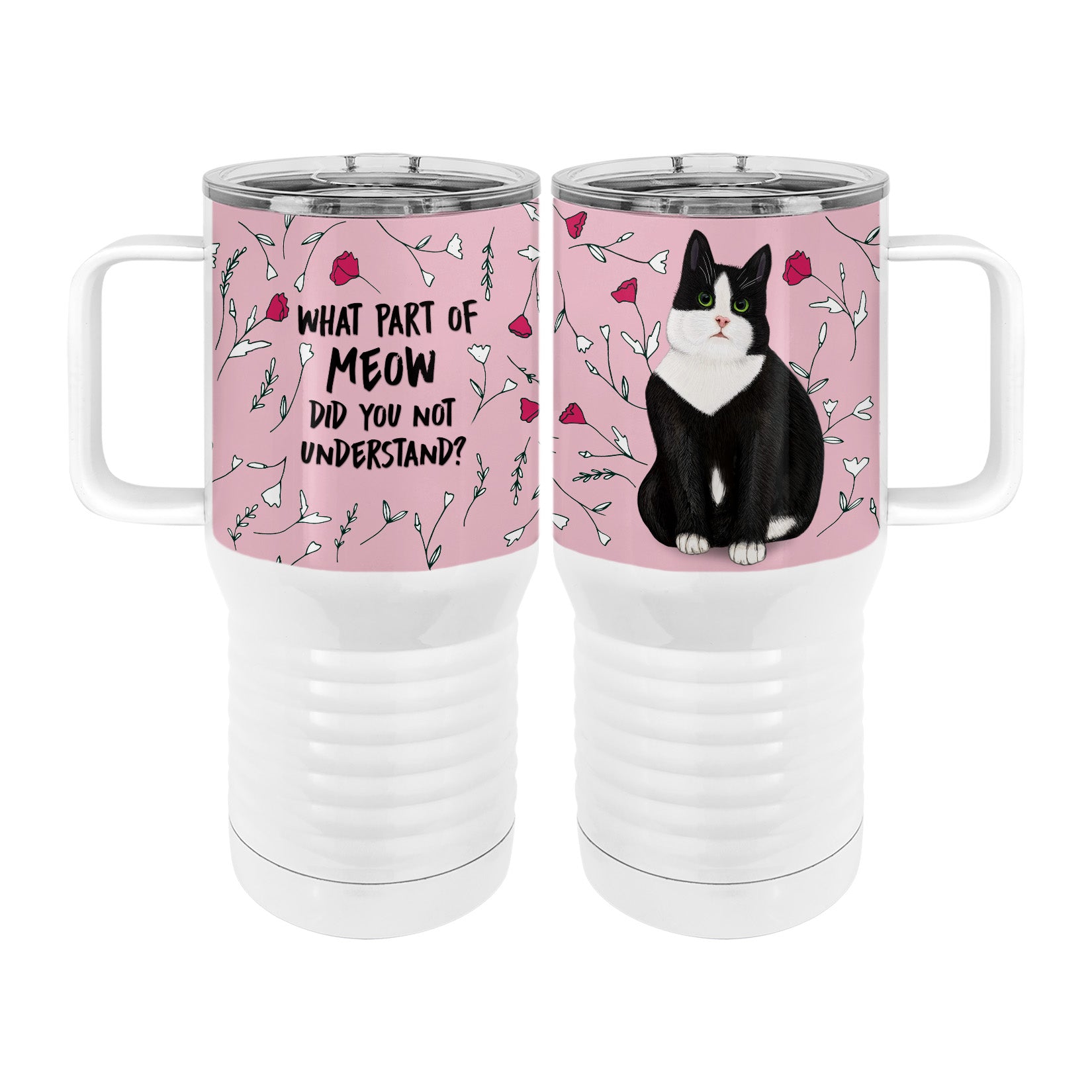 Meow Tuxedo Cat 20oz Tall Insulated Stainless Steel Tumbler with Slider Lid