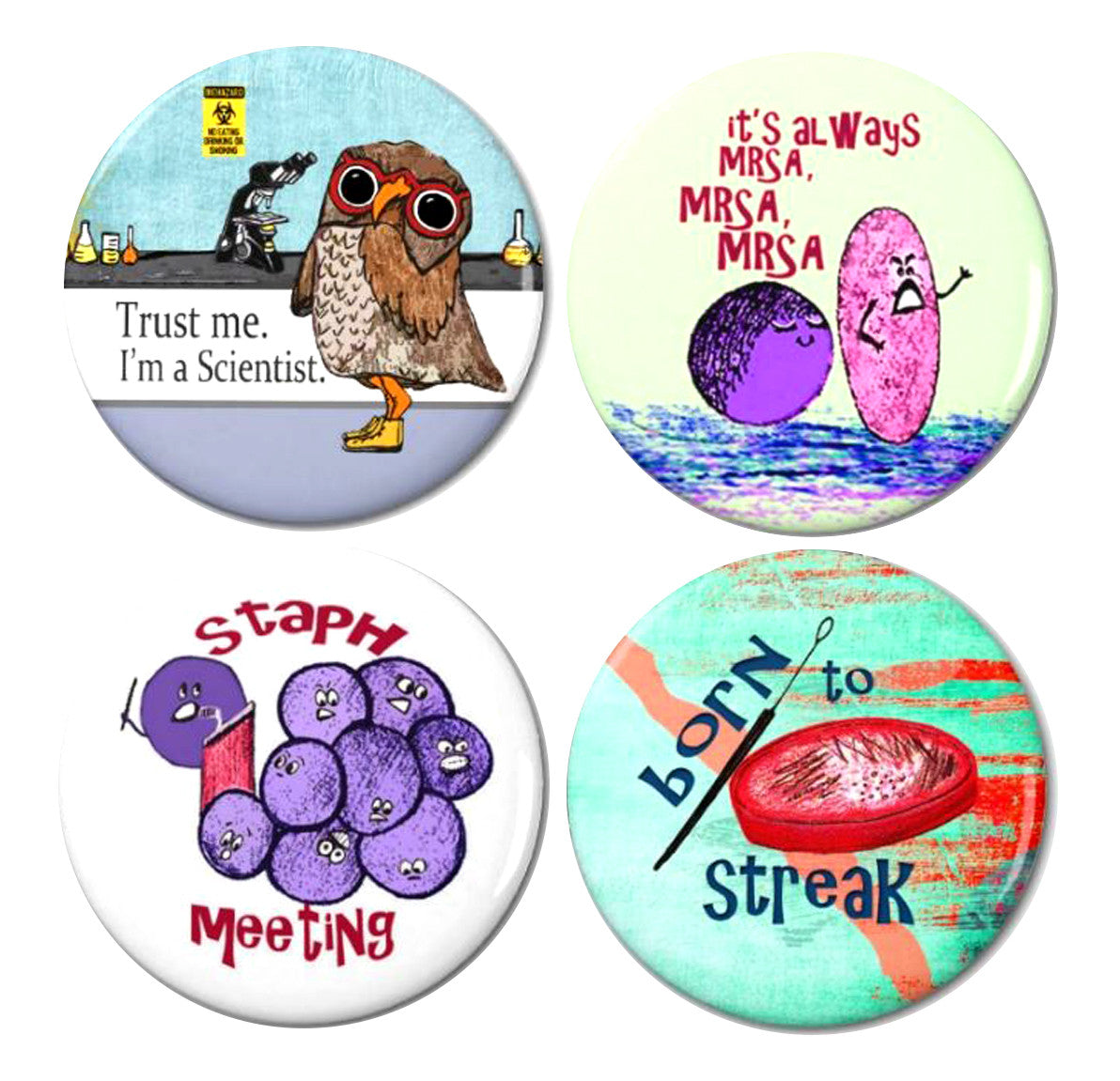 Microbiology Magnet Set 1 - Pack of 4 Magnets