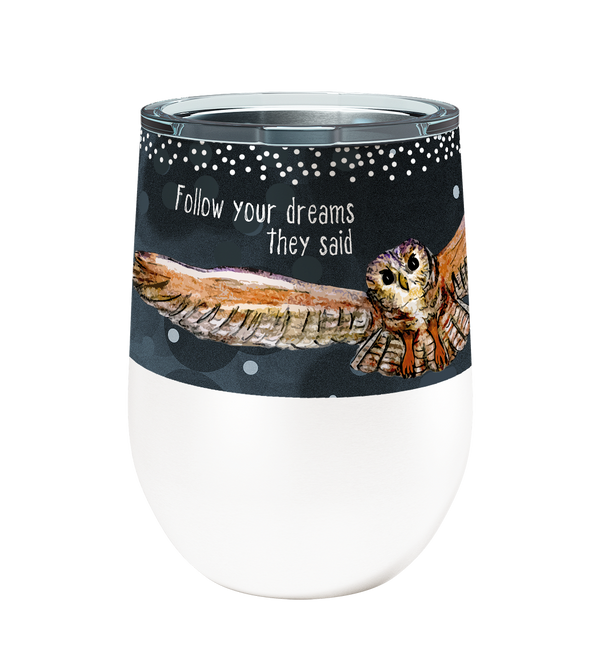 Owl Dreams 12oz Stemless Insulated Stainless Steel Tumbler with Clear Lid
