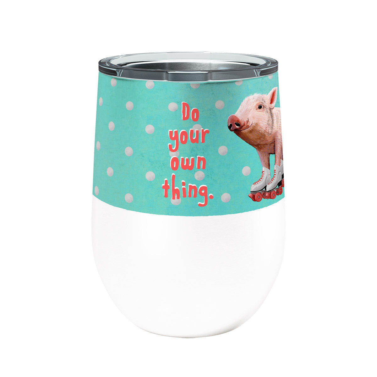 Piggy Skates 12oz Stemless Insulated Stainless Steel Tumbler