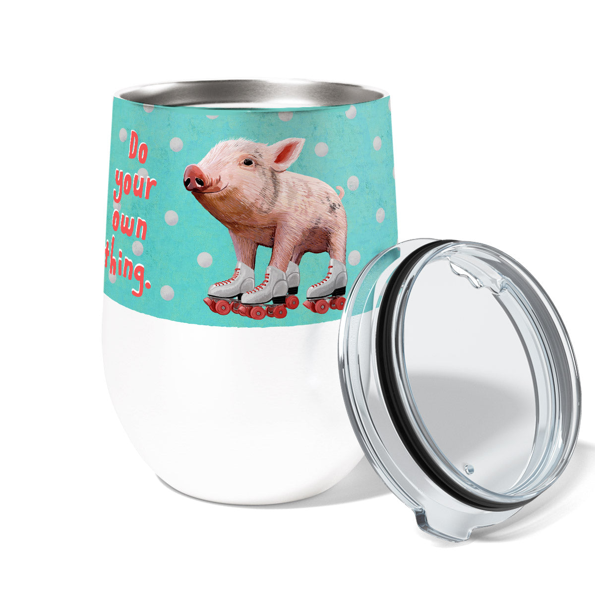 Piggy Skates 12oz Stemless Insulated Stainless Steel Tumbler