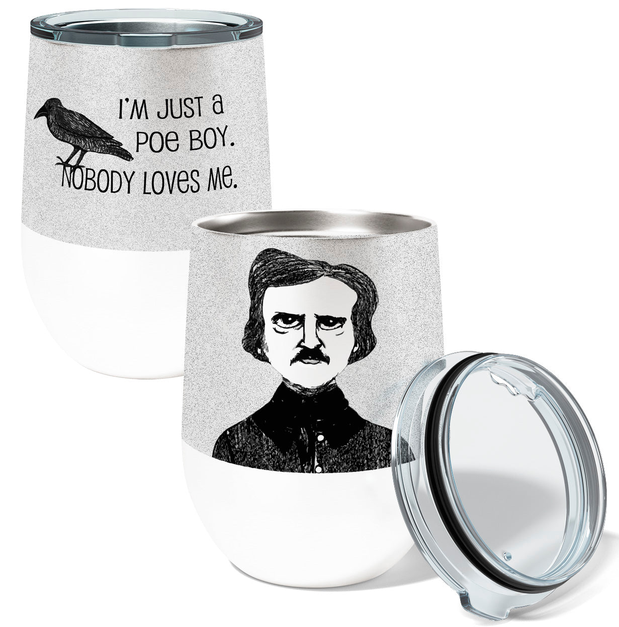 Poe Boy Stainless Steel 12oz Insulated Stemless Tumbler