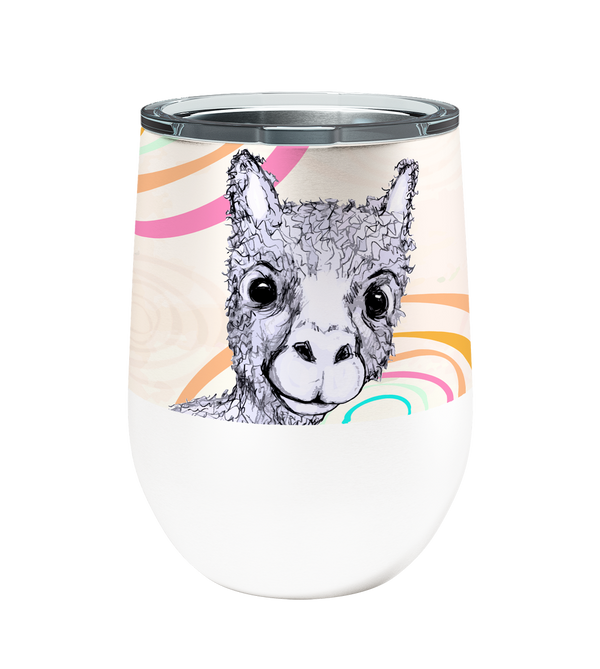 Pretty Alpaca 12oz Stemless Insulated Stainless Steel Tumbler with Clear Lid