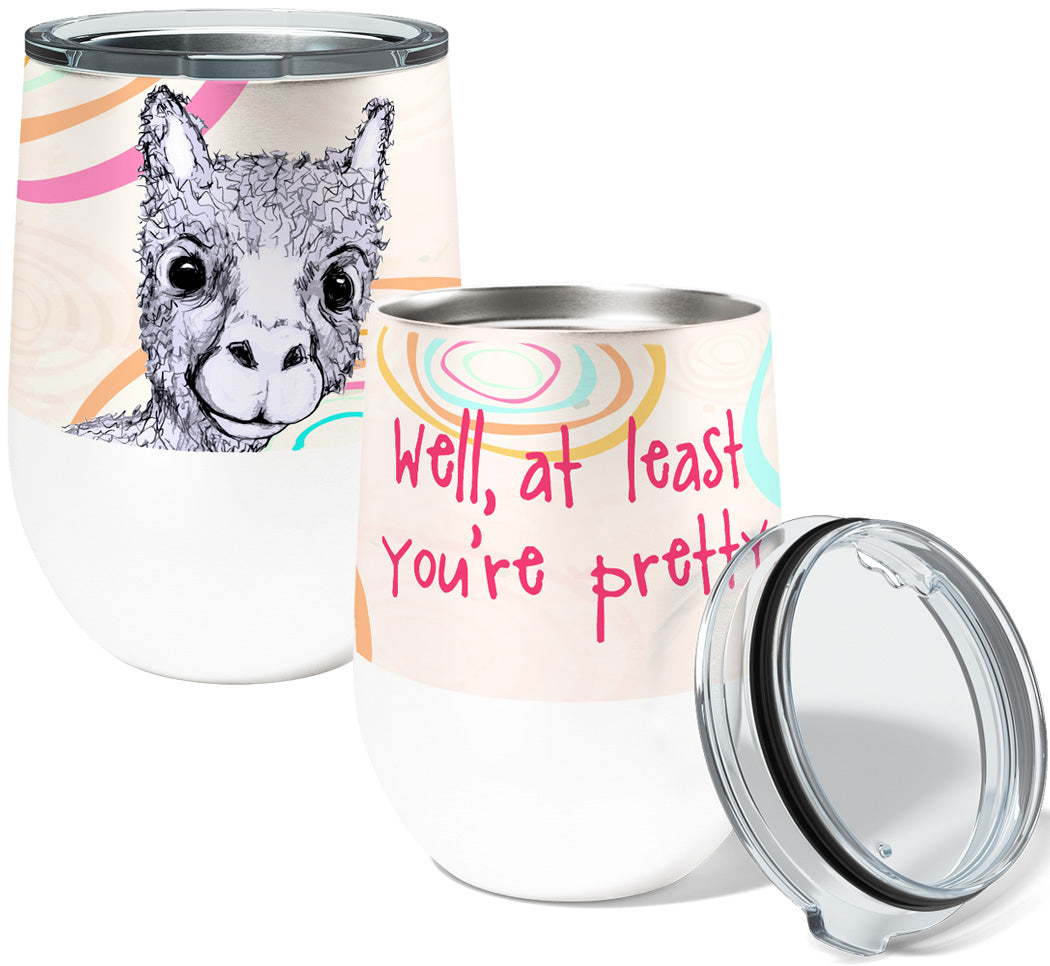 Pretty Alpaca 12oz Stemless Insulated Stainless Steel Tumbler with Clear Lid