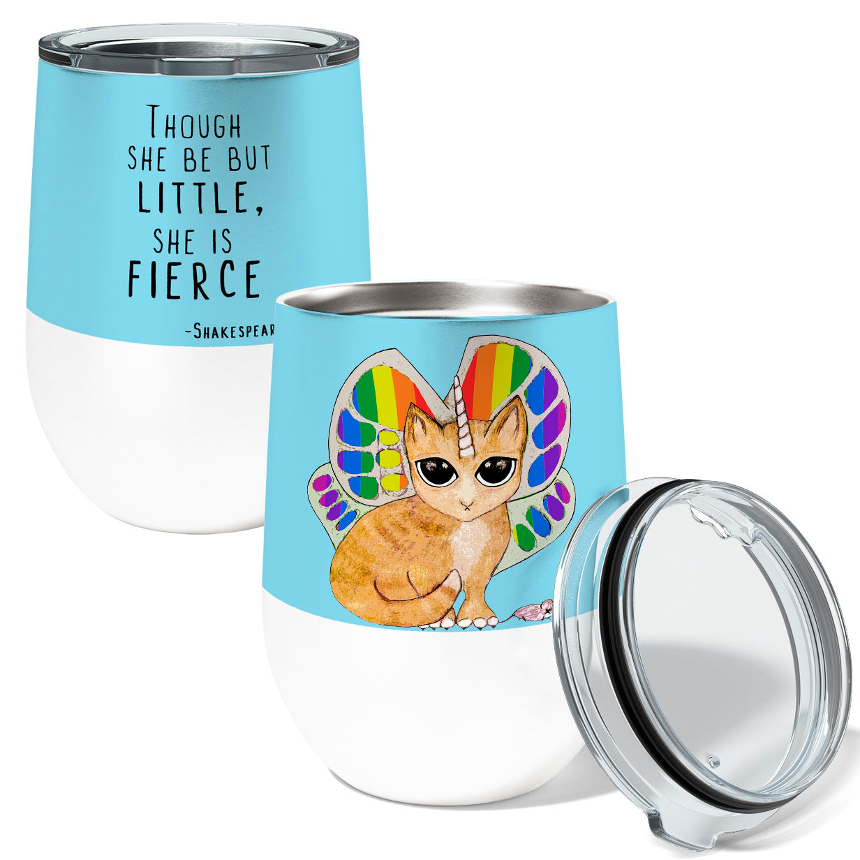 Rainbow Kitty 12oz Stemless Insulated Stainless Steel Tumbler