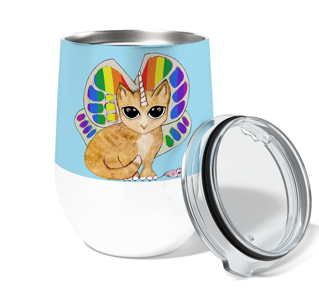 Rainbow Kitty 12oz Stemless Insulated Stainless Steel Tumbler