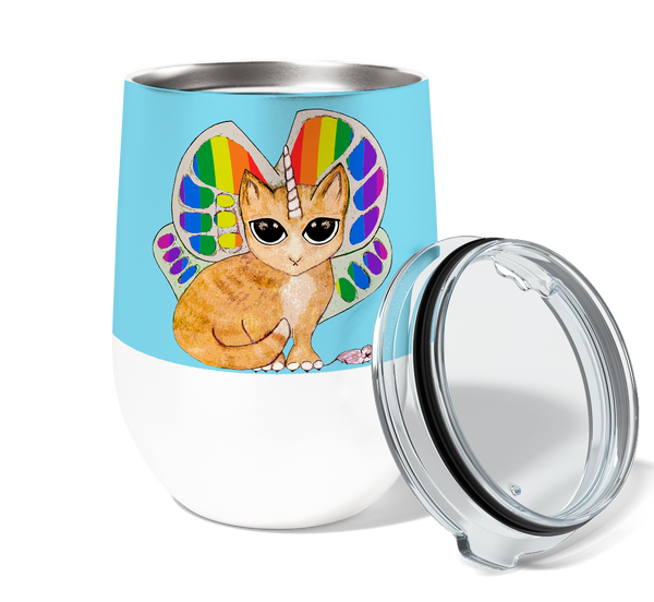 Rainbow Kitty 12oz Stemless Insulated Stainless Steel Tumbler