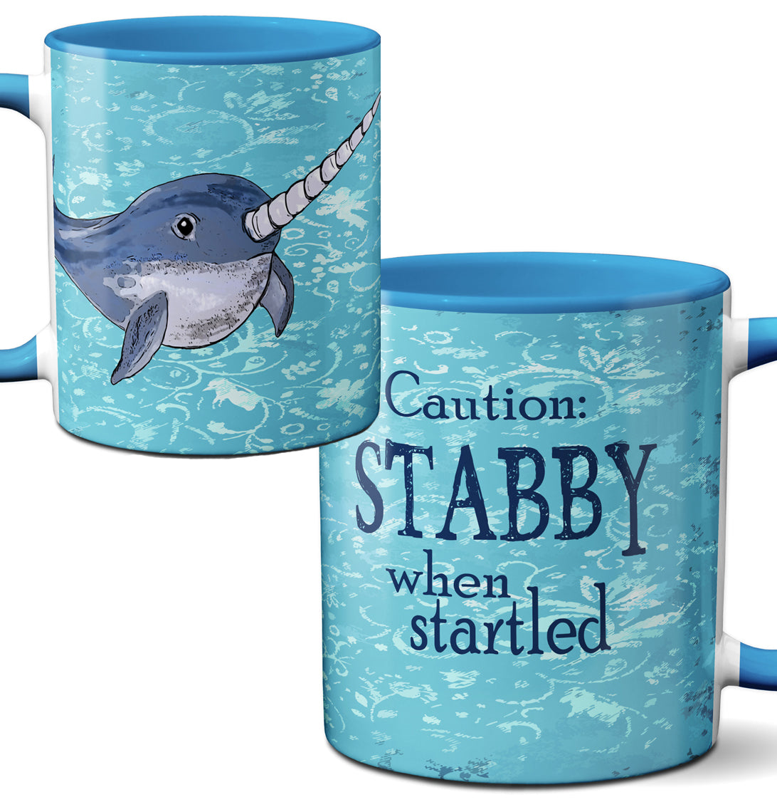 Stabby Narwhal Cute Blue Mug