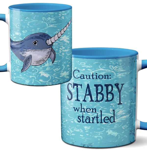 Stabby Narwhal Cute Blue Mug