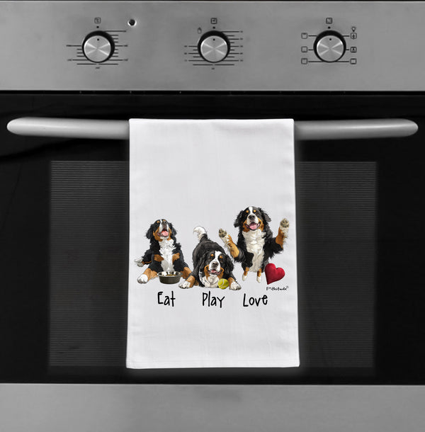 Bernese Eat Play Love Flour Sack Dish Towel