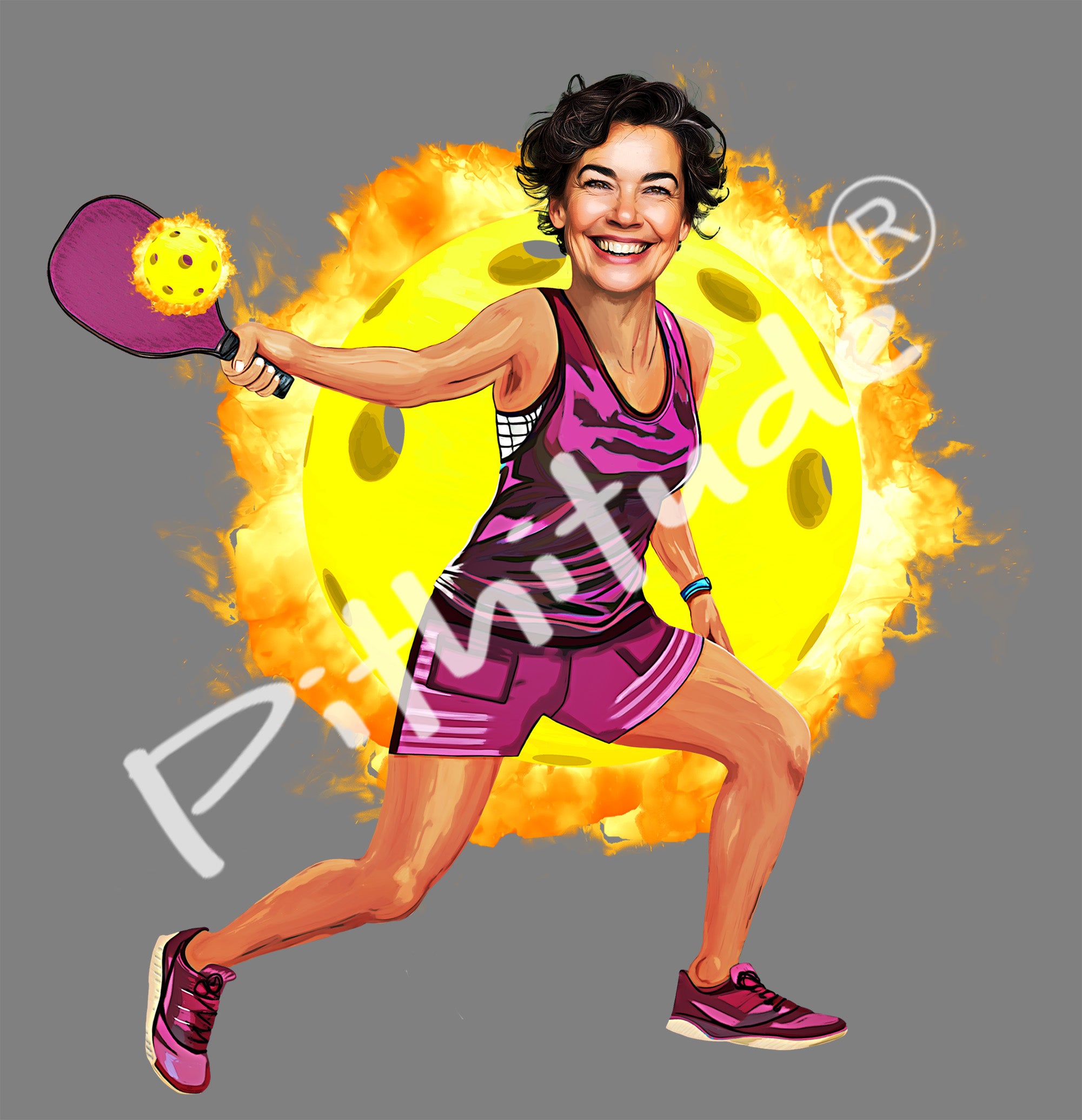 Your Face Here Pickleball Fire Women's T-Shirt