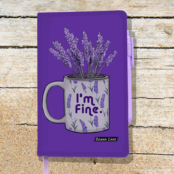 I'm Fine Purple Blank Lined Journal Notebook- Limited Edition