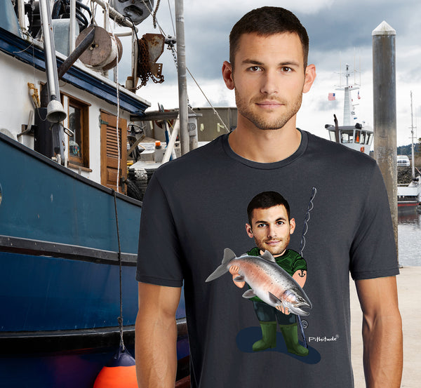 Your Face Here Salmon Fisherman Men's Short Sleeve T-Shirt