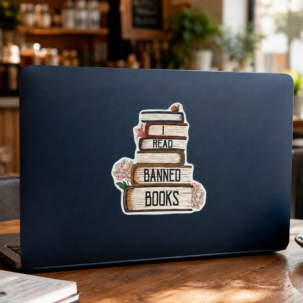 I Read Banned Books Reusable Fabric Laptop or Wall Sticker