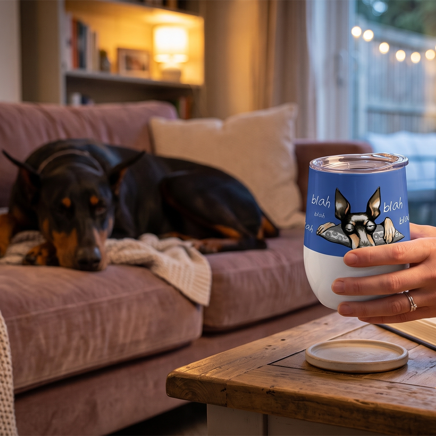 Blah Blah Dog Miniature Pinscher 12oz Insulated Wine Tumbler