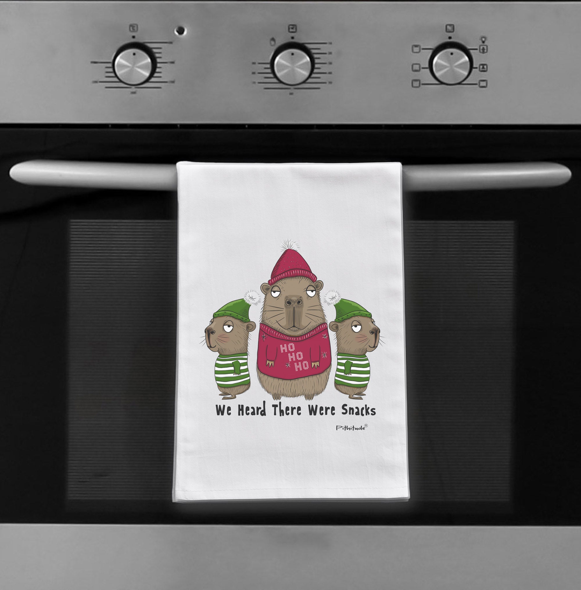 Capybara Holiday Snacks Flour Sack Dish Towel