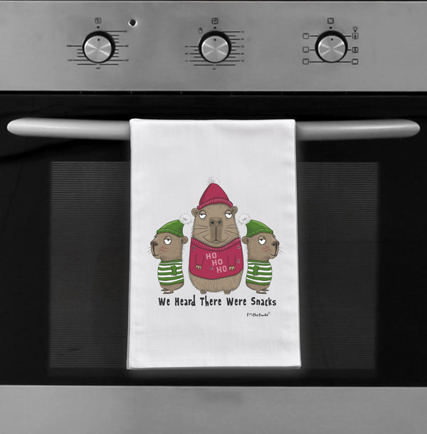 Capybara Holiday Snacks Flour Sack Dish Towel