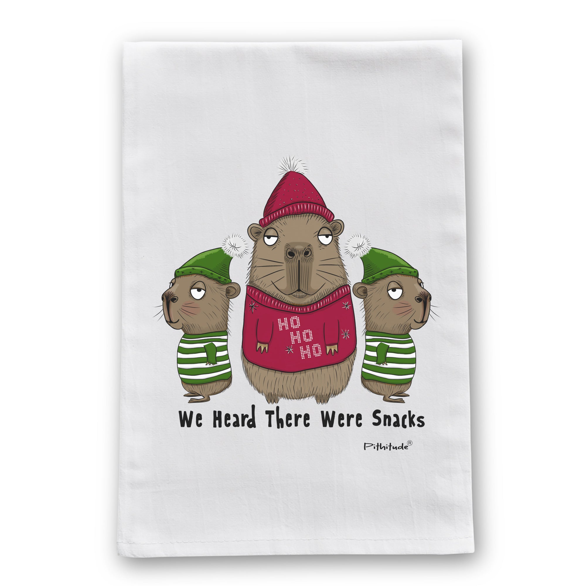 Capybara Holiday Snacks Flour Sack Dish Towel