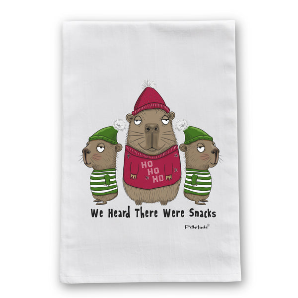 Capybara Holiday Snacks Flour Sack Dish Towel