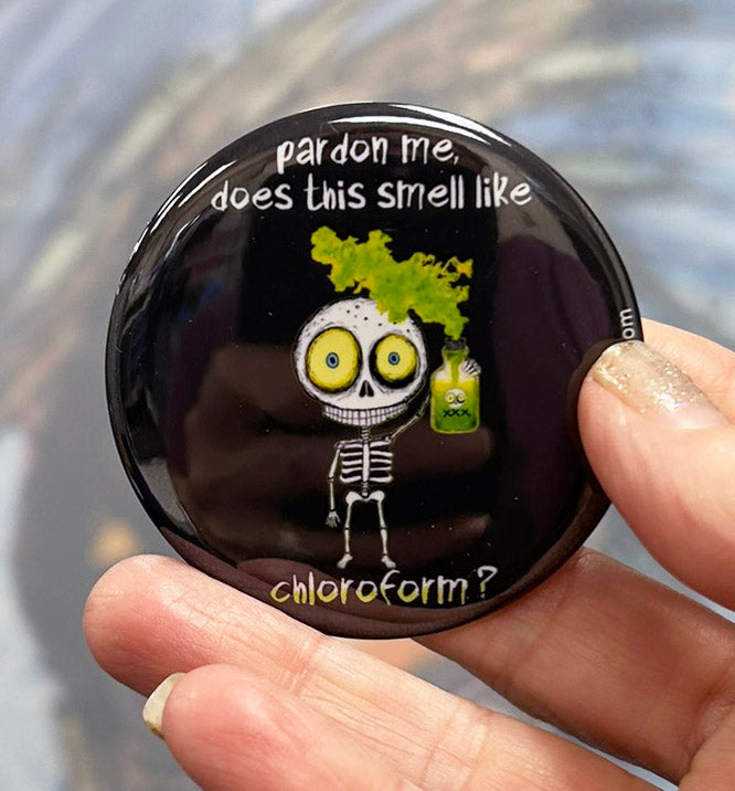 Chloroform Skeleton Magnet | Funny Halloween Dark Humor Gift