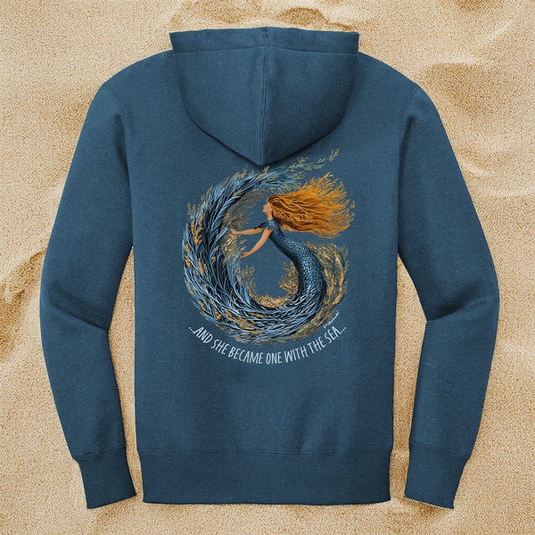 Coral Mermaid Zipper Hoodie Fleece Sweatshirt