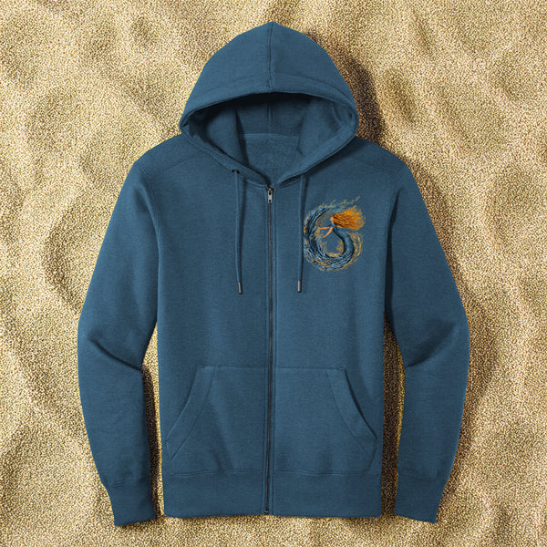 Coral Mermaid Zipper Hoodie Fleece Sweatshirt