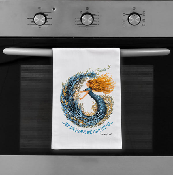 Coral Mermaid Flour Sack Dish Towel