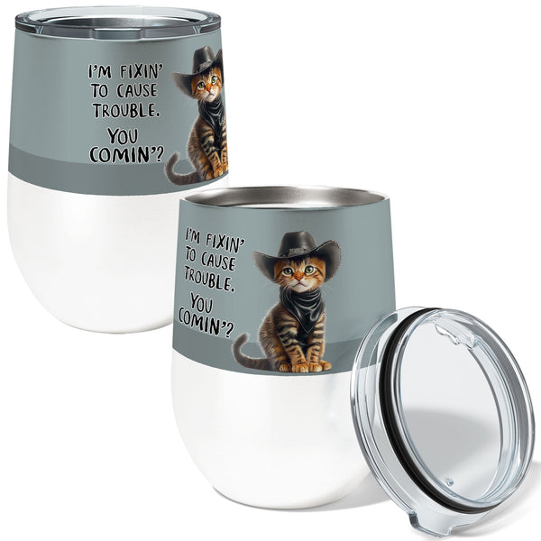 Cowboy Kitten 12oz Insulated Stainless Steel Tumbler with Clear Lid