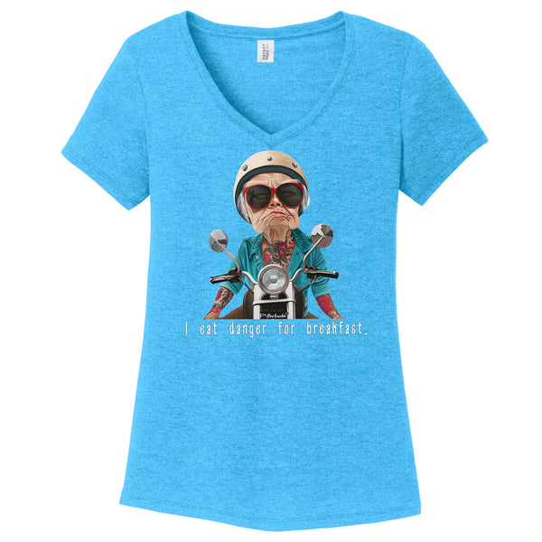 Danger Granny Women's Turquoise Frost V-neck T-Shirt