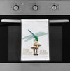 Dragonfly + Mushroom Flour Sack Dish Towel: “Think Outside (No Box Required)”