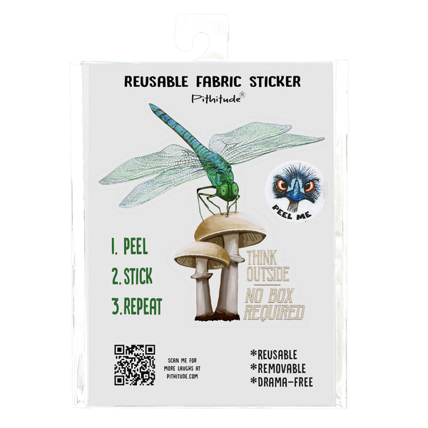 Dragonfly Mushroom Reusable 5x7 Fabric Sticker