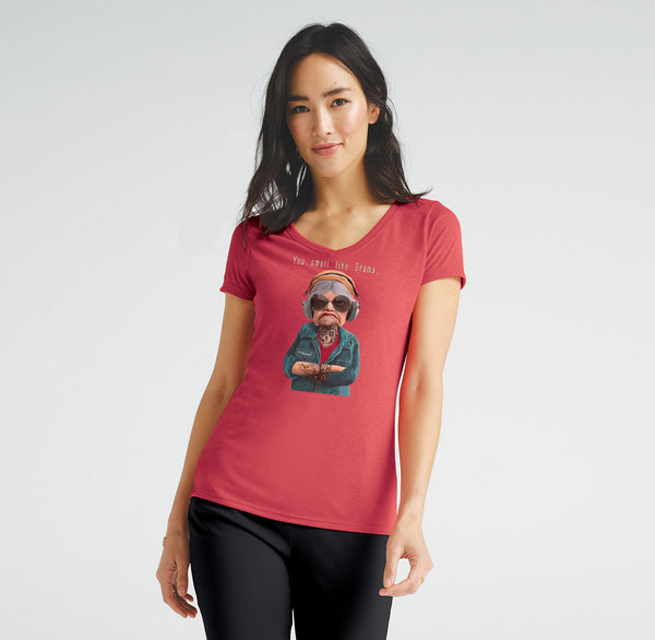 Drama Granny Women's Red Frost V-neck T-Shirt