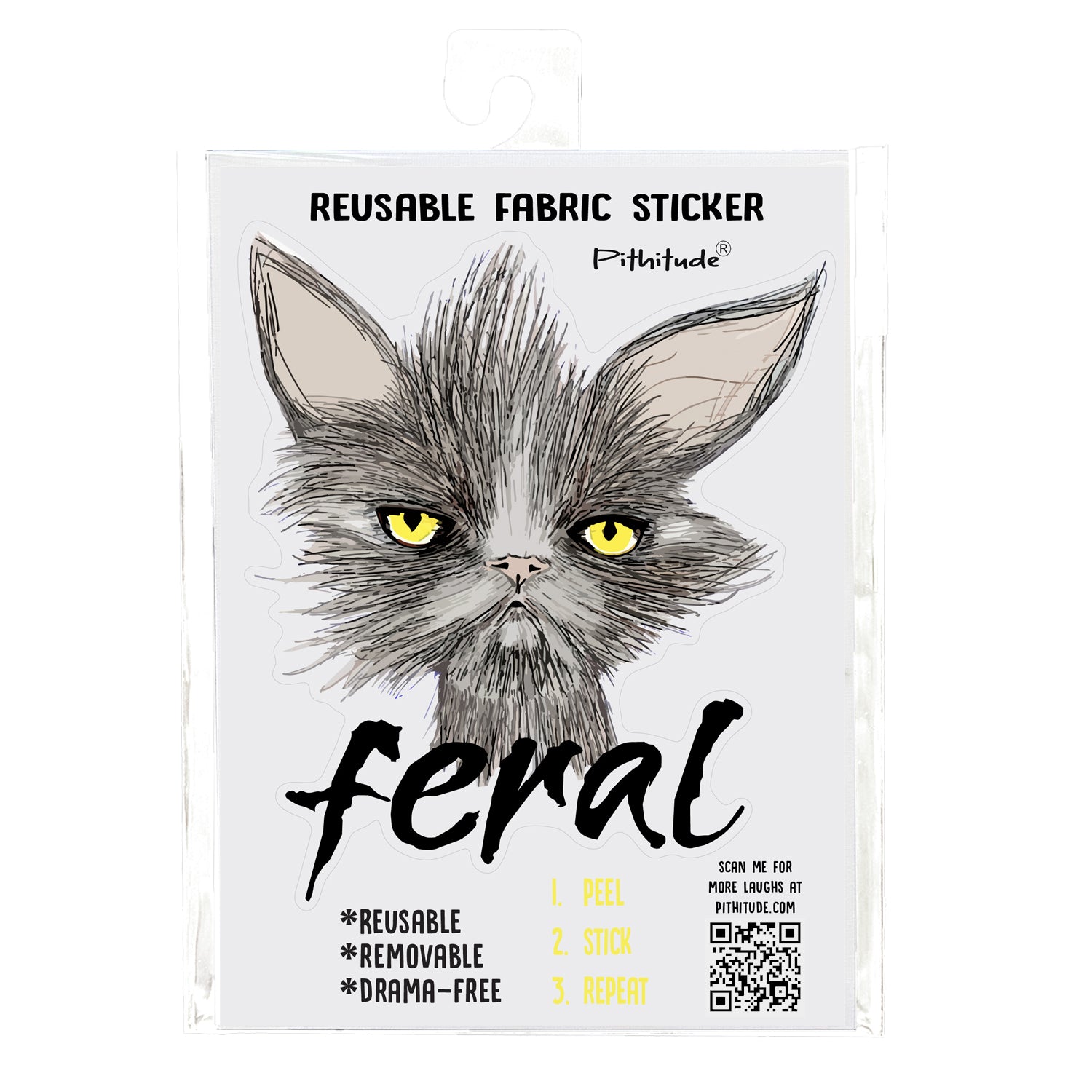 Feral Cat Reusable 5x7 Fabric Sticker
