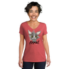 Feral Cat Women's Red Frost V-neck T-Shirt