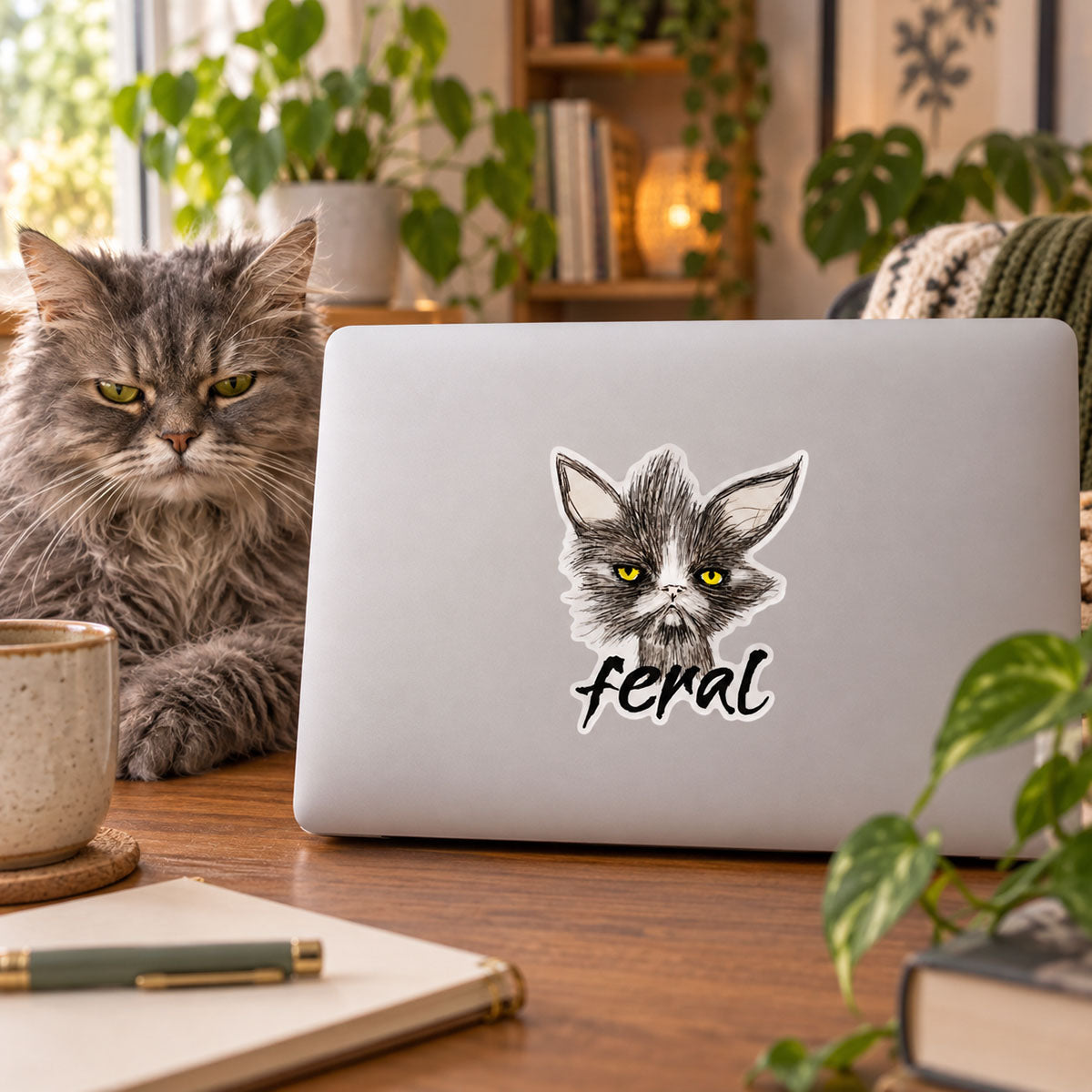 Feral Cat Reusable Fabric Laptop or Wall Sticker