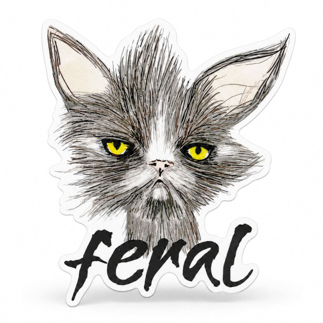 Feral Cat Reusable Fabric Laptop or Wall Sticker