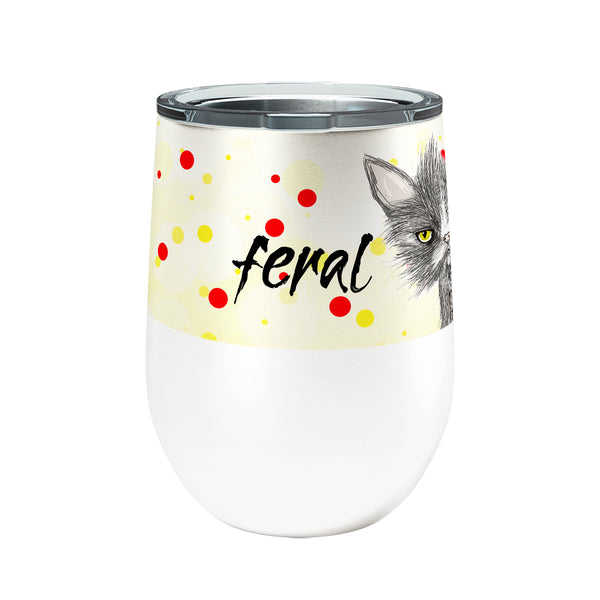 Feral Cat 12oz Stemless Insulated Stainless Steel Tumbler