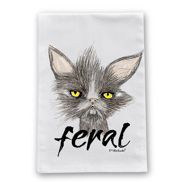 Feral Cat Flour Sack Dish Towel