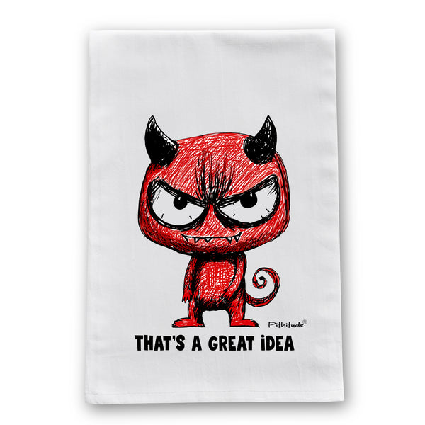 That’s a Great Idea Demon Dish Towel | Funny Halloween Gift