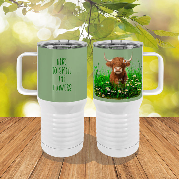 Highland Cow Daisies 20oz Tall Insulated Stainless Steel Tumbler with Slider Lid