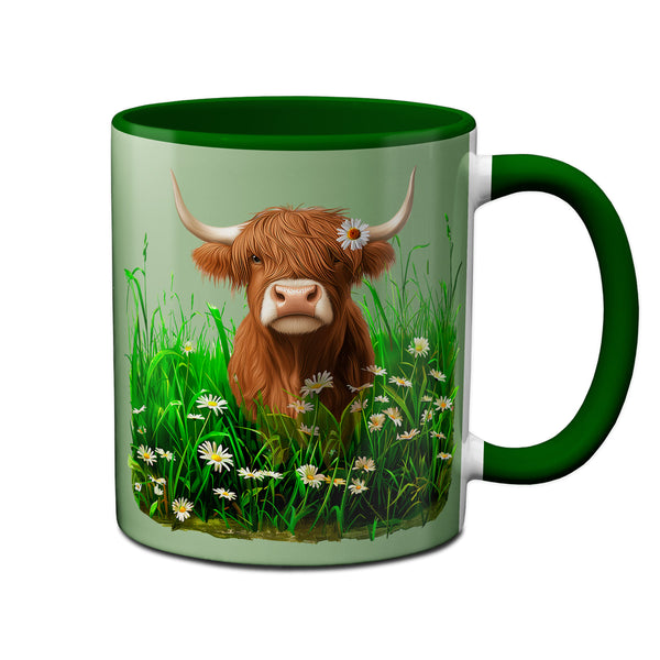 Highland Cow Daisies Mug by Pithitude