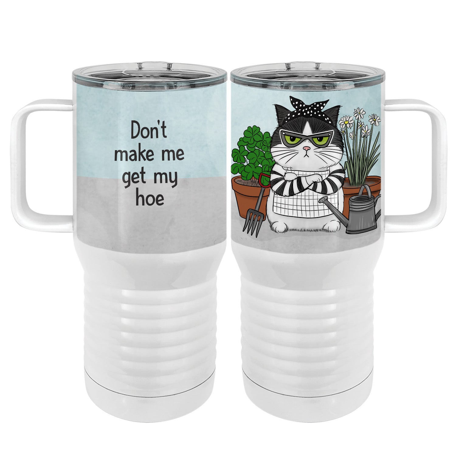 Hoe Cat 20 oz Travel Tumbler | Funny Gardening Gift