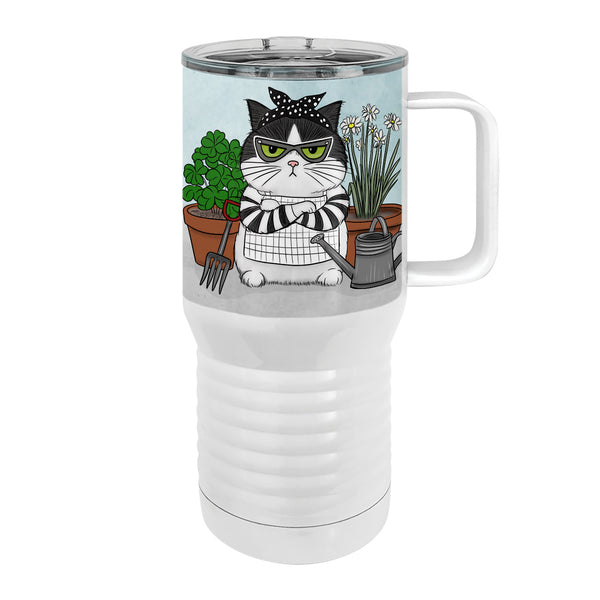 Hoe Cat 20 oz Travel Tumbler | Funny Gardening Gift