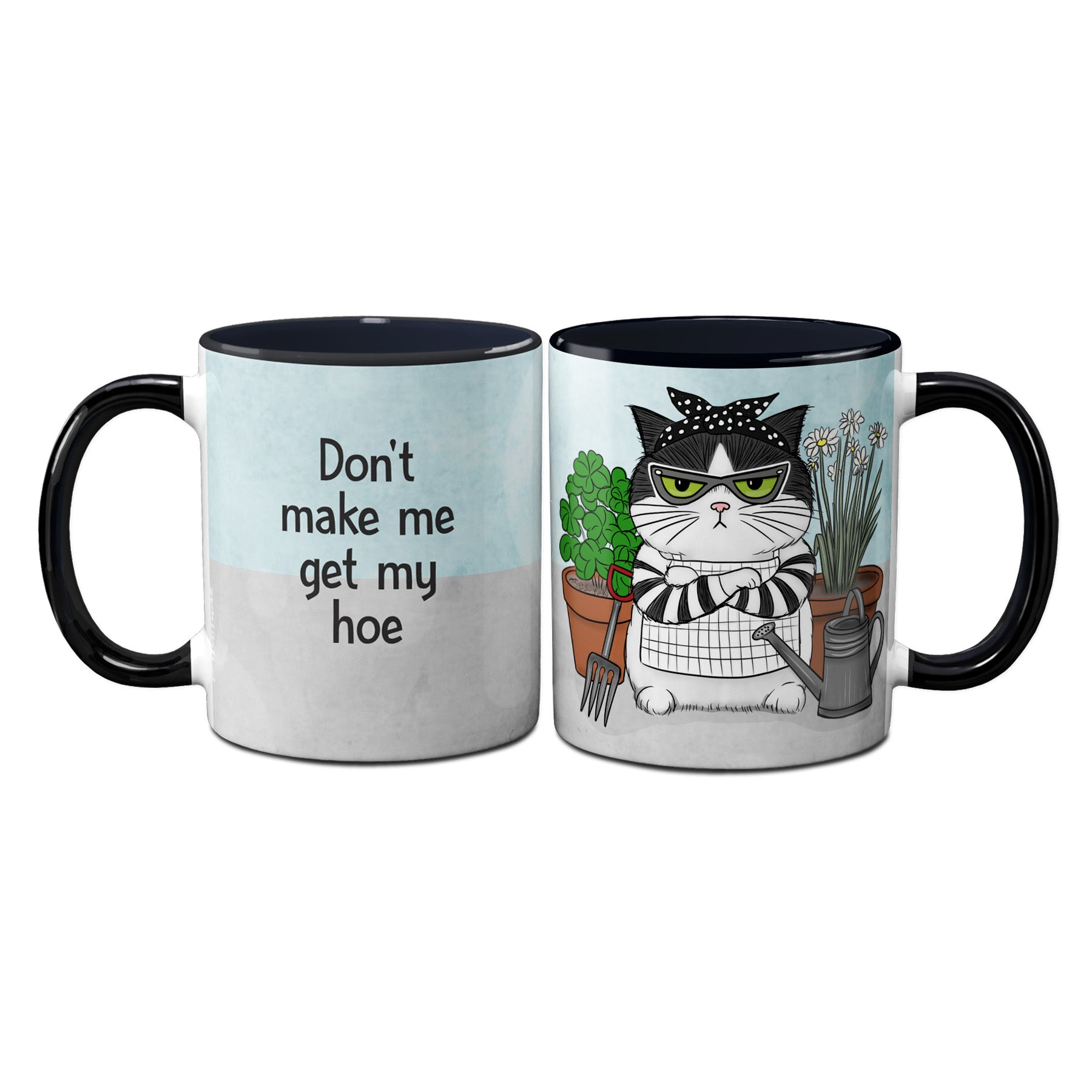Hoe Cat Coffee Mug | Funny Gardening Gift for Cat Lovers