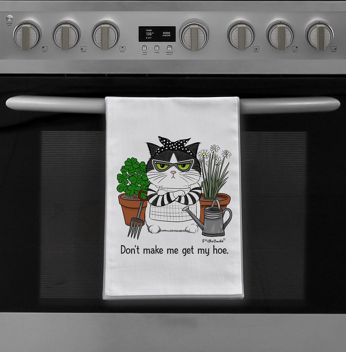 Hoe Cat Dish Towel | Funny Gardening Gift for Cat Lovers
