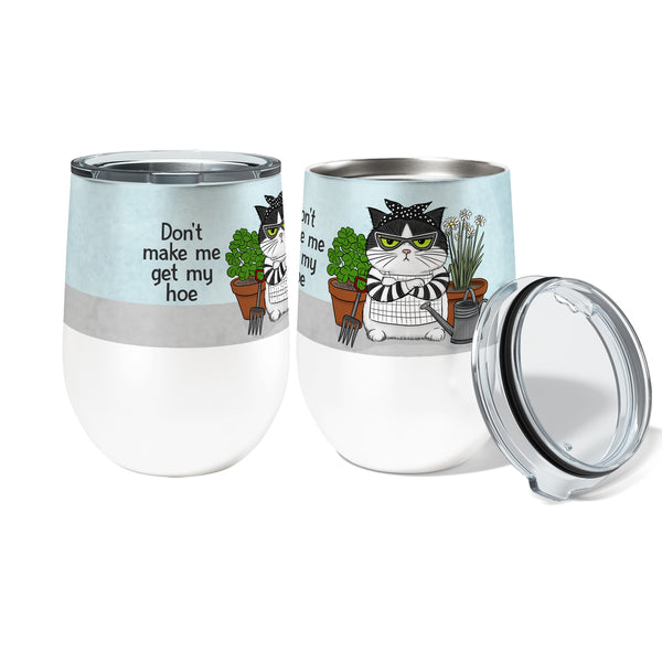 Hoe Cat Wine Tumbler | Funny Gardening Gift for Cat Lovers