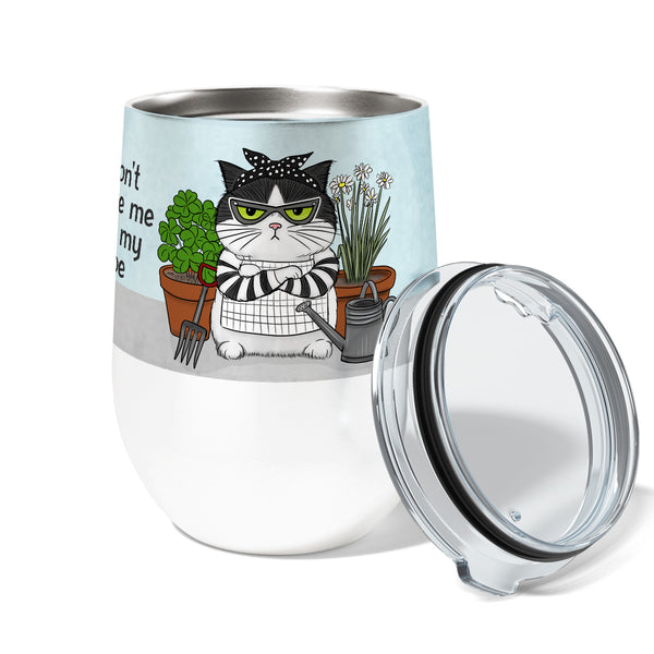 Hoe Cat Wine Tumbler | Funny Gardening Gift for Cat Lovers