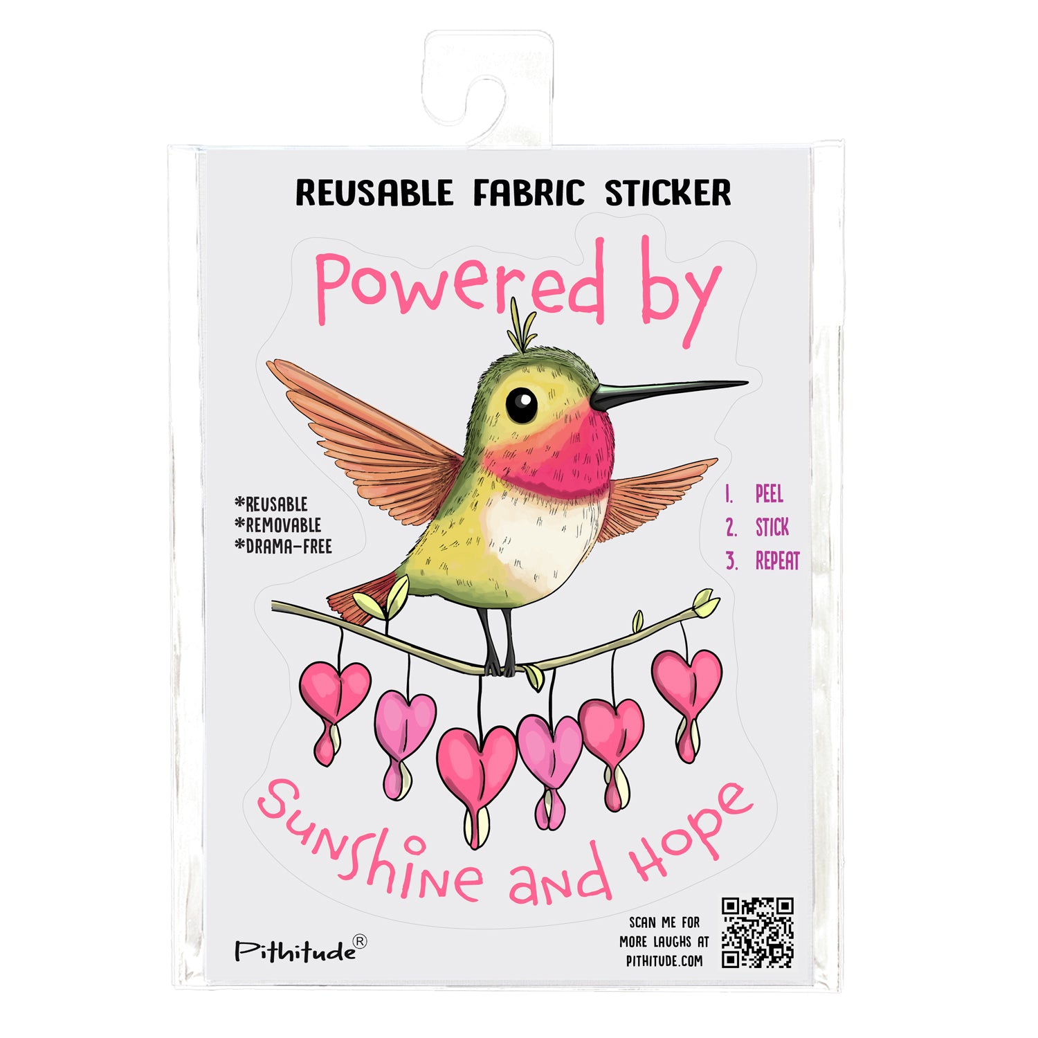 Hummingbird Hope Reusable 5x7 Fabric Sticker