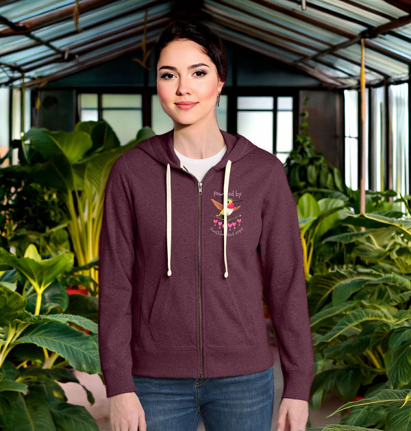 Powered by Sunshine and Hope Women’s Hummingbird Zip Hoodie